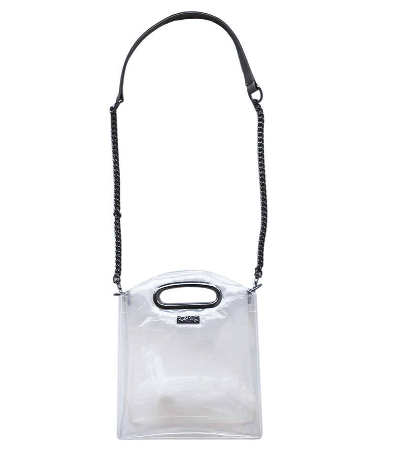 Cute Clear Stadium bag with black chain shoulder strap